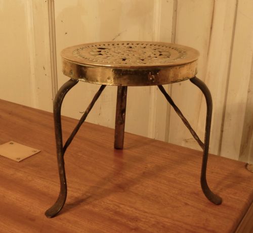 A Georgian Pierced Brass and Wrought Iron Trivet