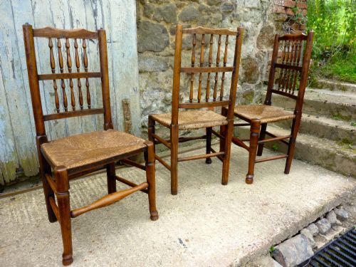 fig 2. A Set of 7 Spindle Back Country Oak Dining Chairs
