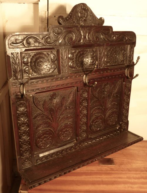 A Victorian Carved Oak Hat Rack, Hall Stand