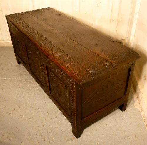 fig 2. Large 18th Century Carved Oak Coffer