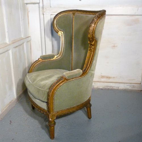fig 2. 19th Century French Carved, Gilt Wing Arm Chair