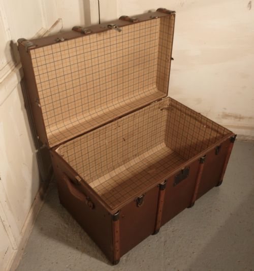 fig 1. A Vintage Canvas Travel Trunk, Steamer 