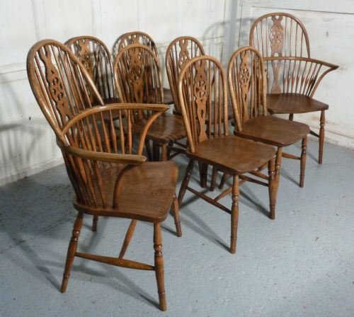 fig 2. A Set of 8 Elm and Ash Wheel Back Windsor Chairs