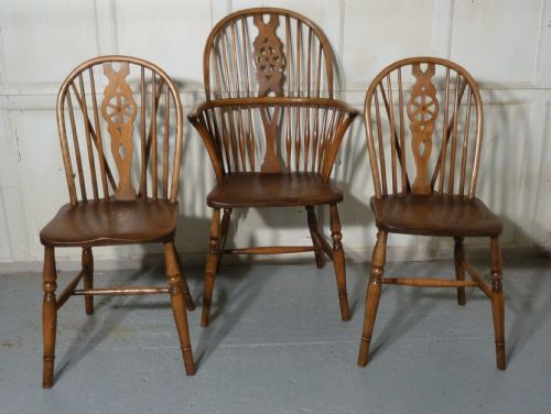 fig 3. A Set of 8 Elm and Ash Wheel Back Windsor Chairs