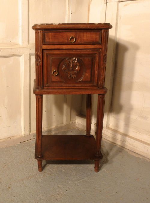 French Empire Style Walnut Bedside Cabinet