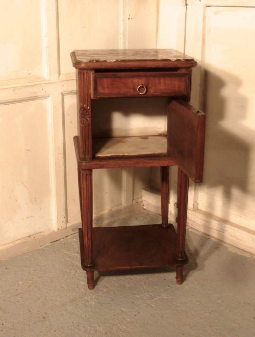 fig 1. French Empire Style Walnut Bedside Cabinet