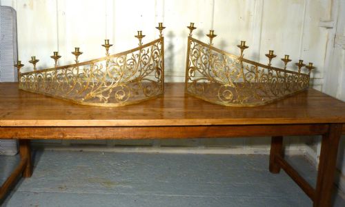 Pair of 19th Century French Brass Candelabra, Candle Light, Balcony