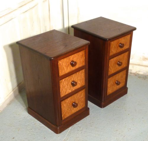 fig 2. A Pair of Victorian Walnut and Cherry Wood Bedside Chest of Drawers