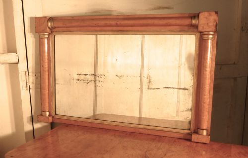 Regency Style Mirror or Over Mantle, in Bird’s Eye Maple