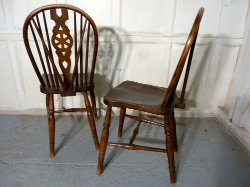 fig 2. A pair of Victorian Beech & Elm Wheel Back Chairs
