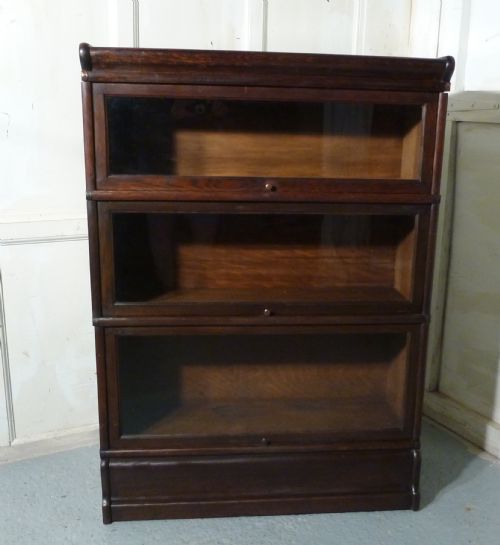 A 3 Stack Oak Globe Wernicke Barristers Bookcase 0r Filing Cabinet
