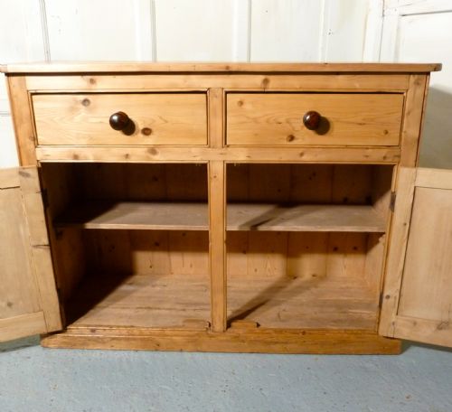 fig 1. Victorian Stripped Pine Dresser Base, Kitchen Cupboard, Sideboard