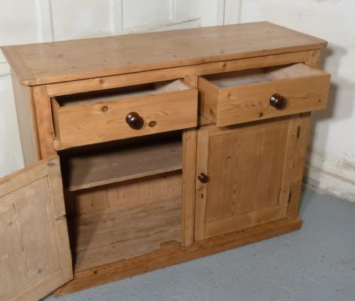 fig 2. Victorian Stripped Pine Dresser Base, Kitchen Cupboard, Sideboard