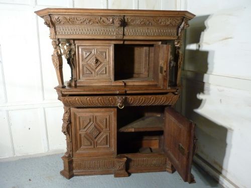 fig 1. Early Carved Oak Livery or Hall Cupboard
