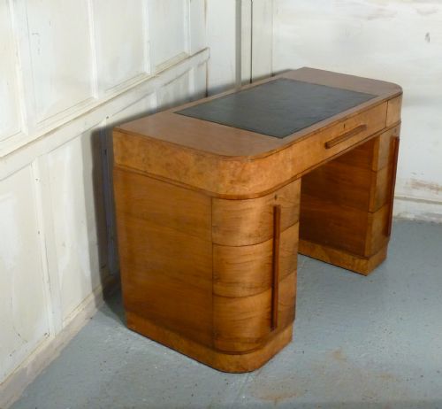 fig 2. Art Deco Walnut and Maple Odeon Style Pedestal Desk
