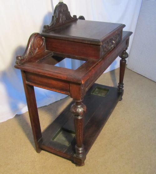 fig 2. Carved Oak Green Man Hall Sick or Umbrella Stand