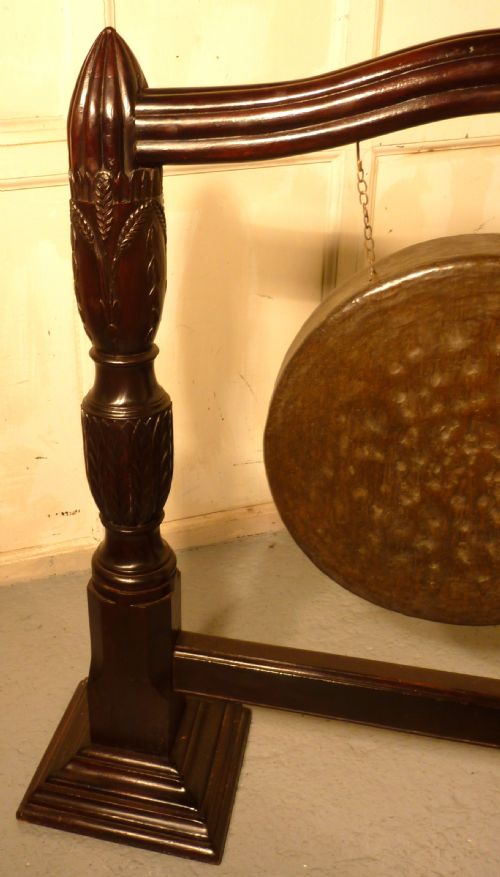 fig 1. A Large Carved Mahogany & Brass Dinner Gong