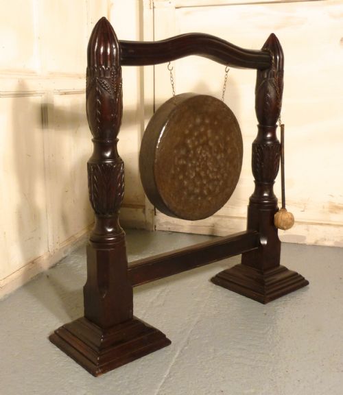 fig 2. A Large Carved Mahogany & Brass Dinner Gong