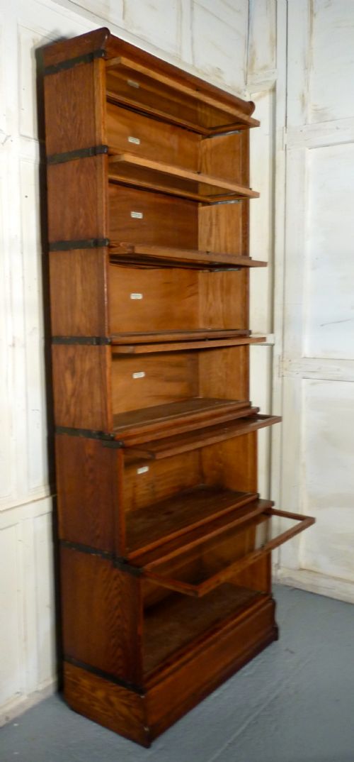 fig 1. A 6 Section Waterfall Oak Globe Wernicke Barristers Bookcase 0r Filing Cabinet