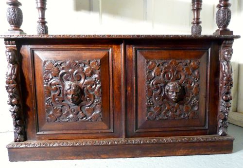 fig 1. A Superbly Carved Green Man Oak Side Board or Buffet 