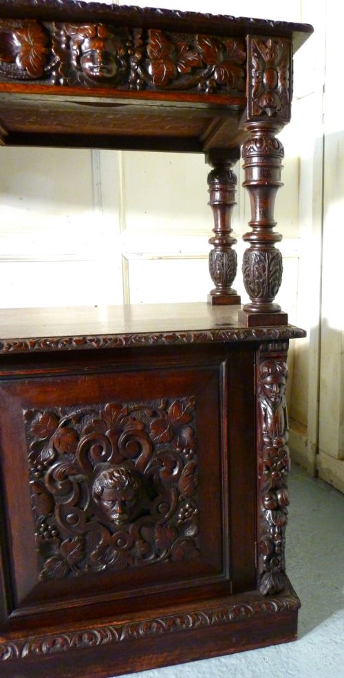 fig 3. A Superbly Carved Green Man Oak Side Board or Buffet 