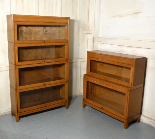 A Pair of Art Deco Golden Oak Barristers Bookcases, Made by Gunn