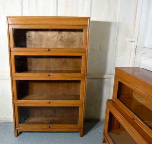 fig 1. A Pair of Art Deco Golden Oak Barristers Bookcases, made by Gunn