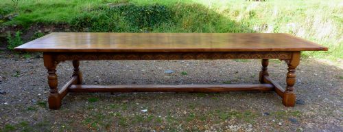 12 Ft Long English Country Oak and Elm Table Dining Table, Boardroom Banquet Table