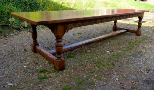 fig 2. 12 ft Long English Country Oak and Elm Table Dining Table, Boardroom Banquet Table