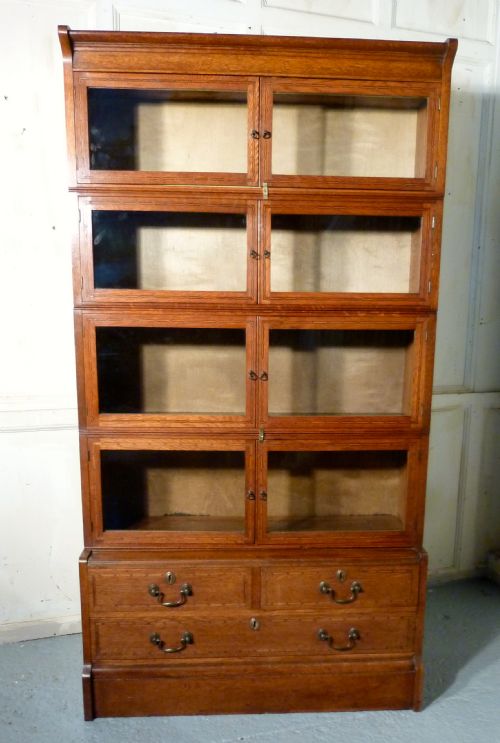 Edwardian Inlaid Oak Filing Cabinet, Barristers Bookcase
