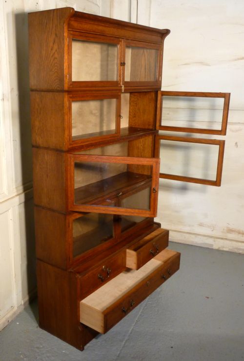 fig 2. Edwardian Inlaid Oak Filing Cabinet, Barristers Bookcase
