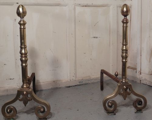 Pair of Large French Andirons or Fire Dogs