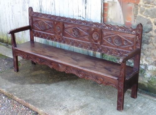 fig 1. Very Long French Carved Oak Bench, Settle