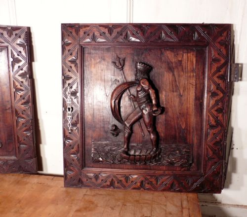 fig 1. Pair of Superbly Carved Oak Door Panels, Thor and Neptune