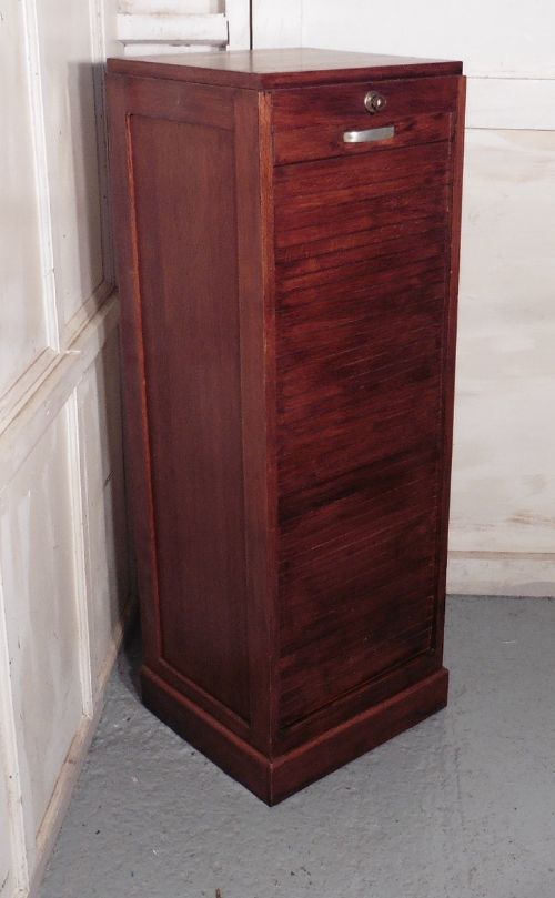 fig 1. French Tambour Oak Art Deco Filing Cabinet 