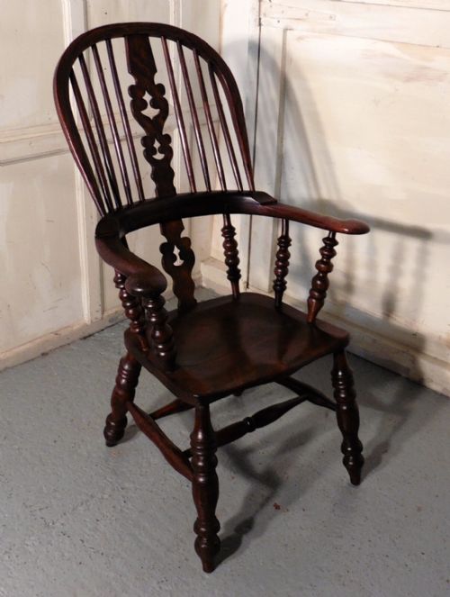 Yew and Ash Wheel Back Windsor Carver Chair