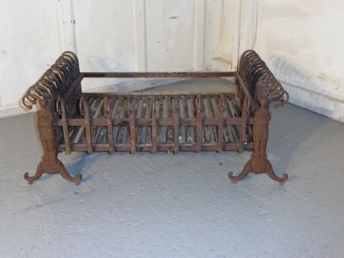 fig 1. A Large Inglenook Fire Grate set on Andirons
