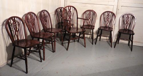 Set of 8 Beech & Elm Wheel Back Windsor Kitchen Dining Chairs