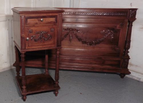 fig 2. French Carved Walnut Double Bed, with Night Table
