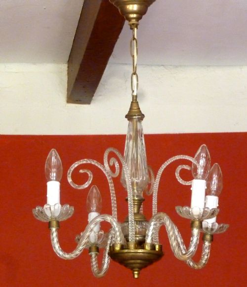 fig 1. A Charming Murano Glass and Brass 4 Branch Chandelier
