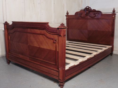 French Carved Walnut Double Bed