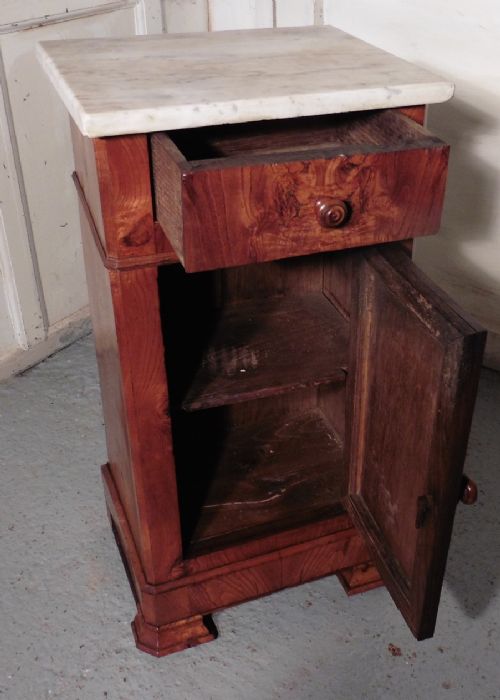 fig 2. French Elm and Marble Bedside Cupboard