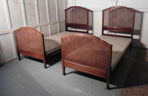 A Superb Pair of Art Deco Mahogany, Bergère  Twin Beds, by Maples