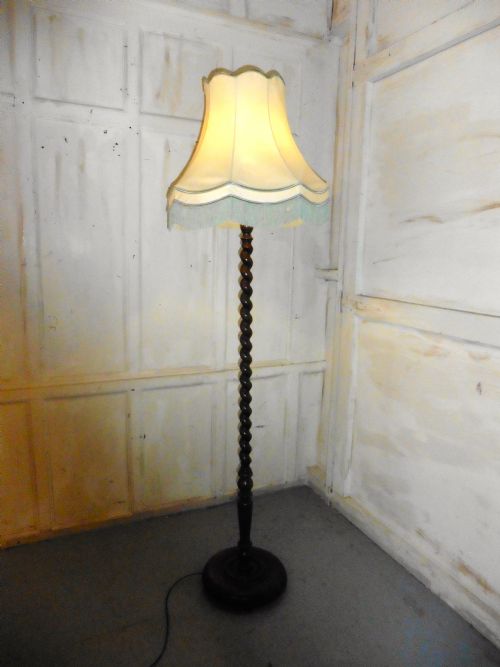 fig 1. Oak Barley Twist Floor Standing Standard Lamp
