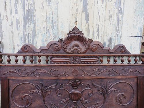 fig 1. French Gothic Carved Oak Bed Head Board
