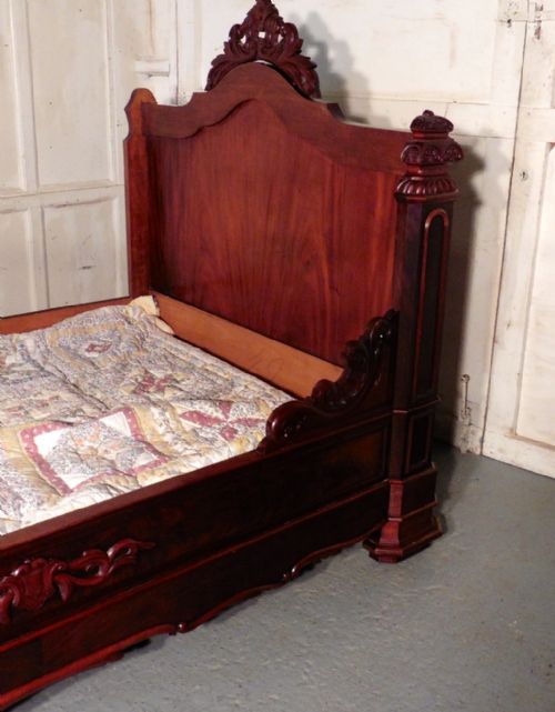 fig 1. French Flame Mahogany and Walnut Sleigh Bed or Empire Style Day Bed