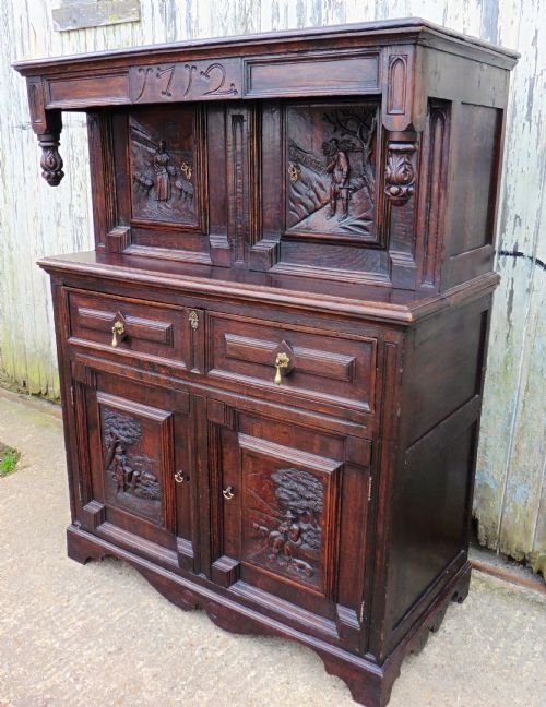 18th  Century Flemish Carved Oak Court Cupboard