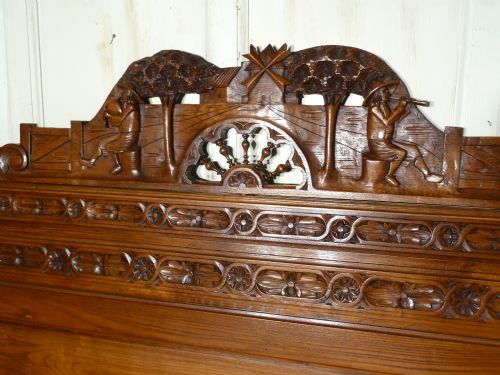 fig 2. French Carved Golden Oak Marriage Double Bed, Kingsize Bed