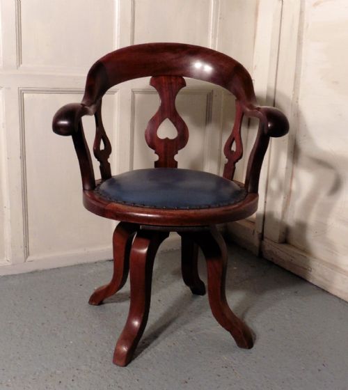 fig 1. A Swivelling Mahogany Office Chair or Desk Chair