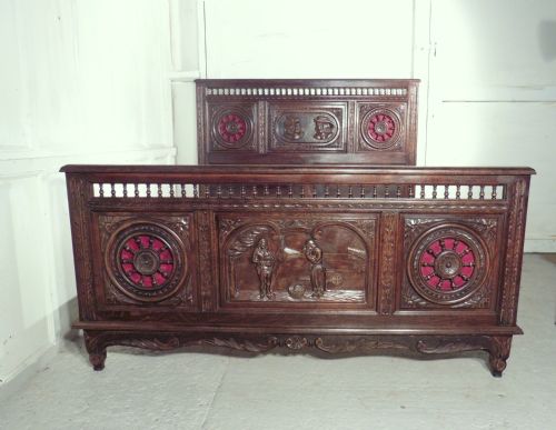 fig 1. French Carved Oak Double Bed, Marriage Bed